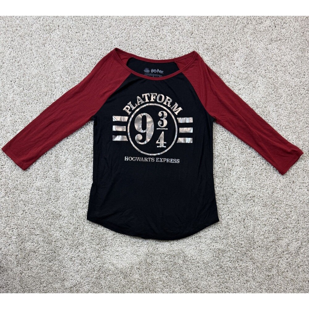 Harry Potter Women's M Platform 9 3/4 Hogwarts Express Raglan Baseball T-Shirt